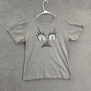 Yeti Shirt‎ Men M Gray Antlers Short Sleeve Kudu Marlin Tee
